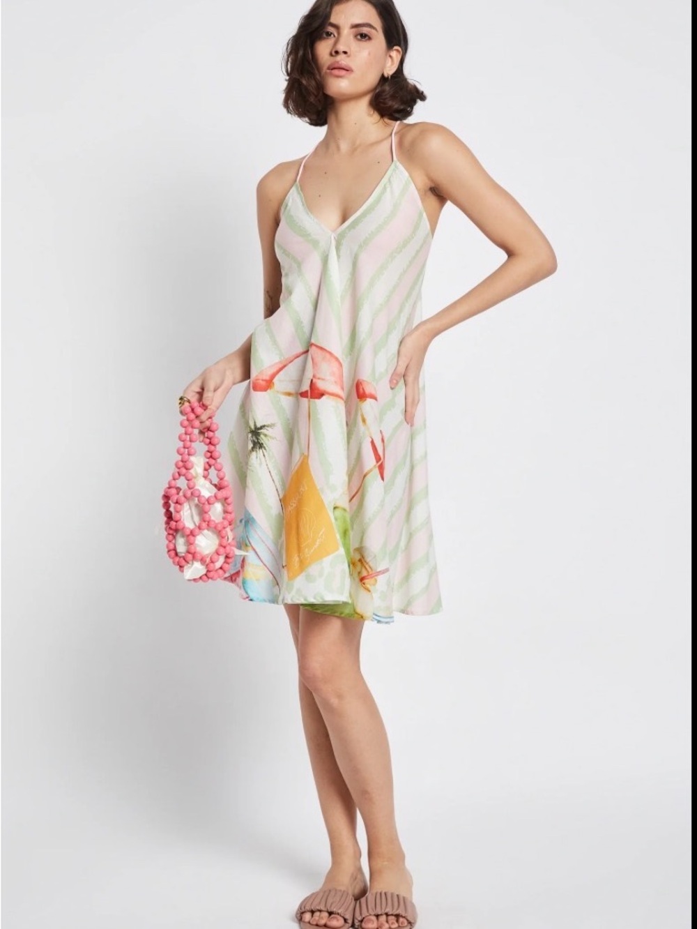 NWT Be Sunset Joli Trip Dress S/M Tropical Graphic Mini Cotton Vacation Beach